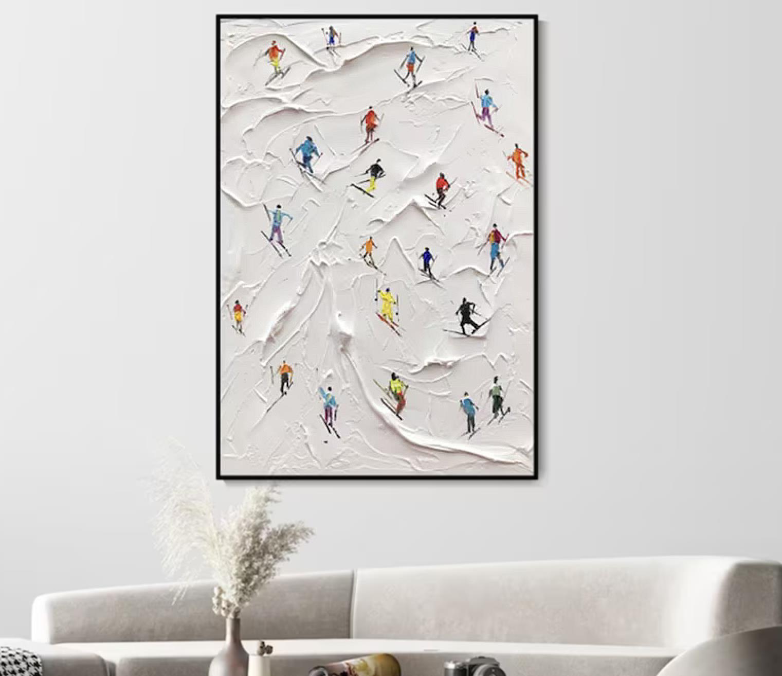 雪の山のスキーヤー ウォールアート スポーツ ホワイト スノー スキー 部屋の装飾 by Knife 23油絵